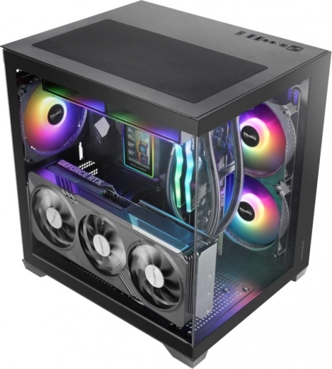Mars MC-VIEW3 carcasă microATX neagră 3× ARGB