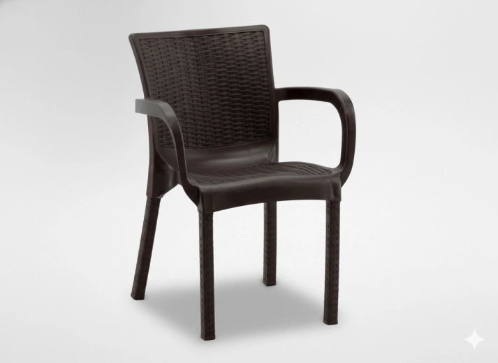 Fotoliu de grădină cu aspect ratan, maro, 60 × 60 × 82 cm