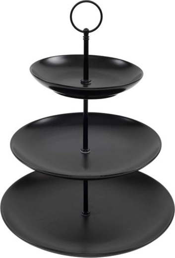 Platou etajat pentru prăjituri, 3 niveluri, negru (16/21/26 cm)