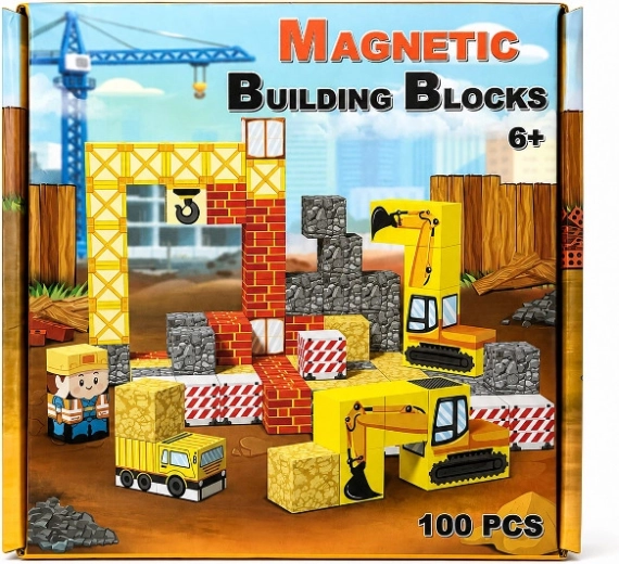 Cărămizi de construcție magnetice – șantier 100 de piese