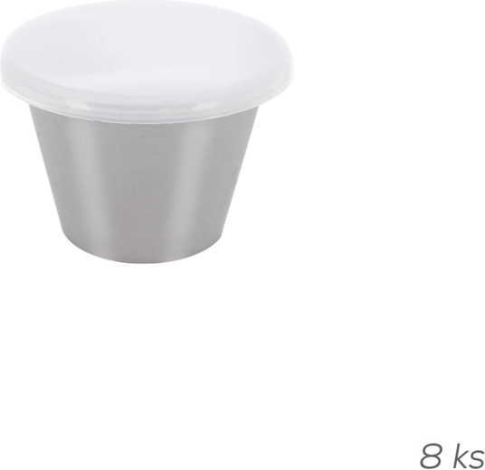 Set de boluri din inox pentru sosuri cu capace 6 cm, 8 buc.