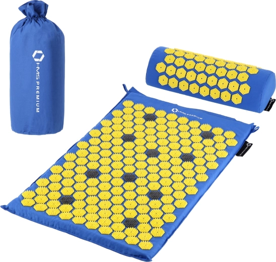 Set acupresură HMS Premium AKM01 – saltea și pernă de masaj, albastru