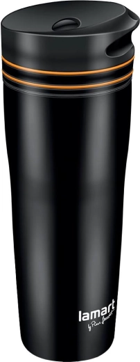 Cană termoizolantă Lamart 360 ml neagră/portocalie