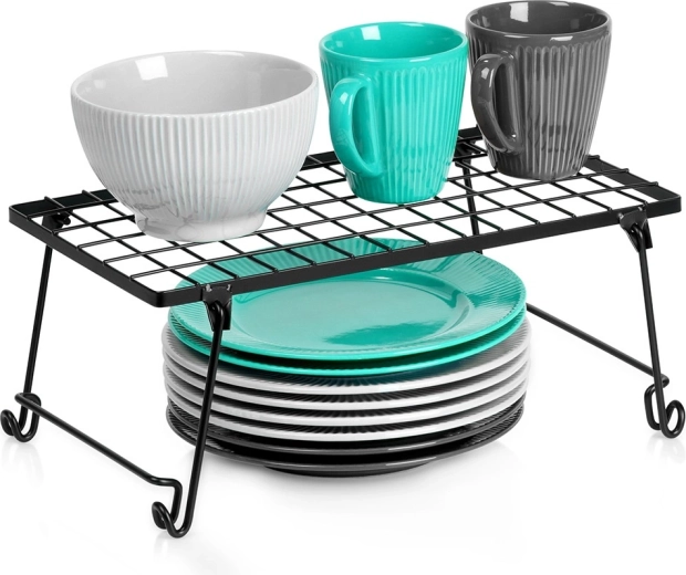 Raft metalic de bucătărie negru 36 × 22 × 15 cm