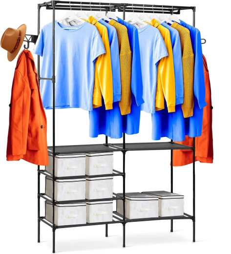 Organizator de haine tip stativ Massido, negru