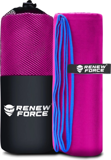 Prosop din microfibră cu uscare rapidă RENEW FORCE XXL roz 177 × 95 cm