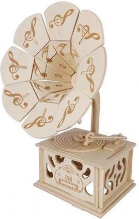 Puzzle 3D Gramofon din lemn Woodcraft