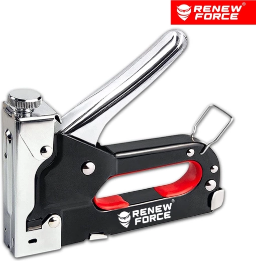 Capsator manual pentru tapițerie RENEW FORCE 4–14 mm cu reglaj al forței și set de 1600 de capse