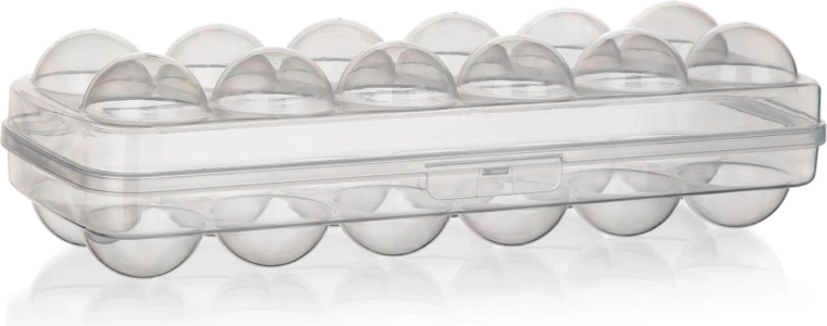 Cutie din plastic pentru ouă cu capac și închidere, 12 bucăți, 27 cm