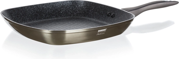 Tigaie grill pentru steak 28 × 28 cm METALLIC PLATINUM cu suprafață antiaderentă