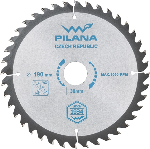 Disc circular PILANA 190 mm, 40 dinți, carbură