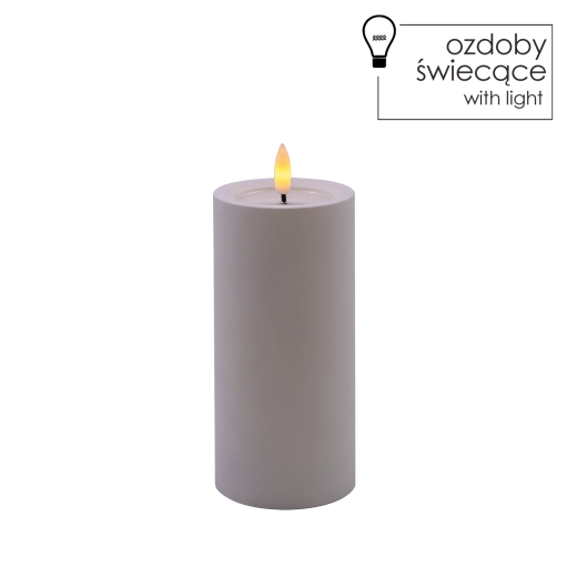 Lumânare LED albă 7 × 15 cm cu flacără pâlpâitoare