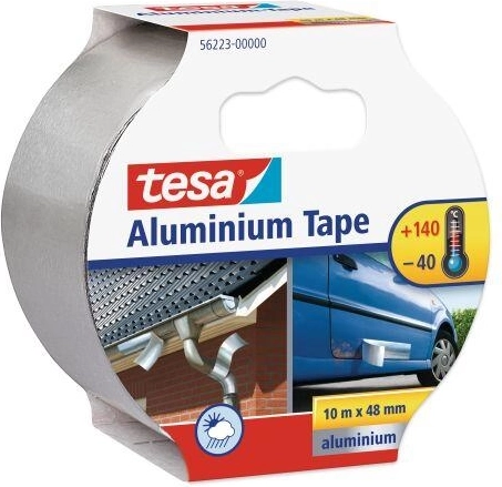 Bandă adezivă din aluminiu Tesa 50 mm × 10 m, argintie
