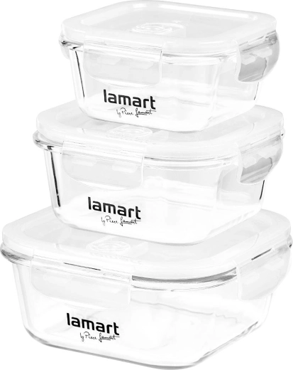 Set Lamart Air de 3 recipiente pătrate pentru alimente