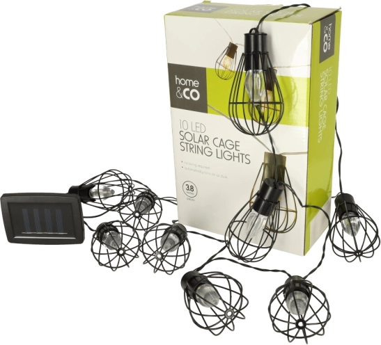 Iluminat de grădină – ghirlandă solară cu becuri, tip loft, 10 LED