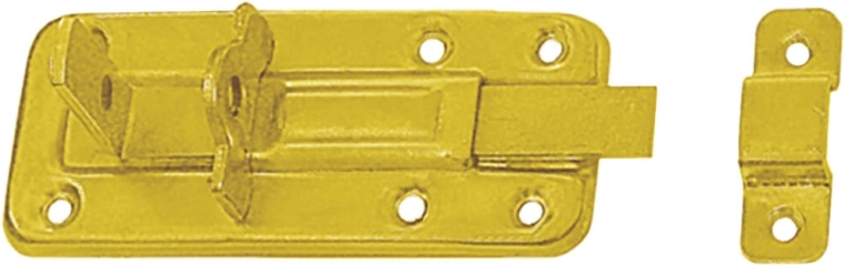 Zăvor cu lacăt pentru obloane și uși 120 × 45 × 1,0 mm, oțel galvanizat galben