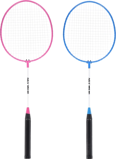 Set de badminton NILS NRZ001 cu fluturaș din nailon, roz‑albastru