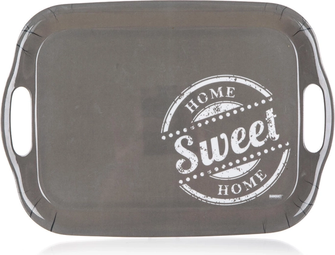 Tavă Sweet Home II din melamină, gri, 36 × 25,5 cm