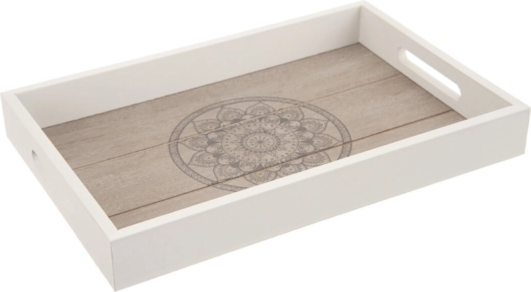 Tavă de servire din lemn Mandala 30 × 20 cm