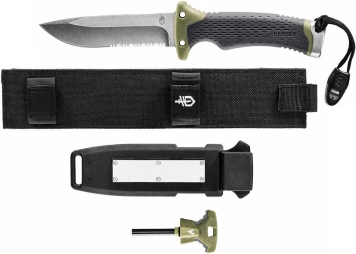 Gerber Ultimate Survival – cuțit de supraviețuire 12 cm cu finisaj Stonewash și teacă