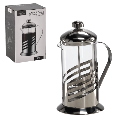 French press cu piston 600 ml din sticlă borosilicată