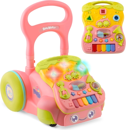 Antepremergător 2‑în‑1 cu muzică și panou detașabil RICOKIDS roz