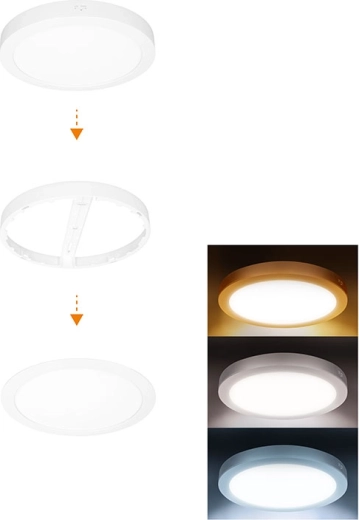Solight mini panou LED pentru baie 2v1 3CCT 18 W IP54 alb rotund