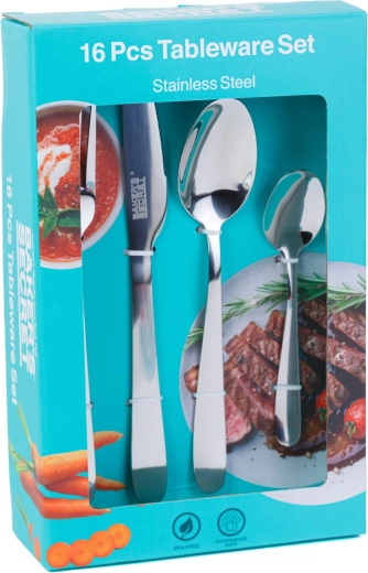 Set de tacâmuri Baker's Secret cu 16 piese, de culoare argintie mată