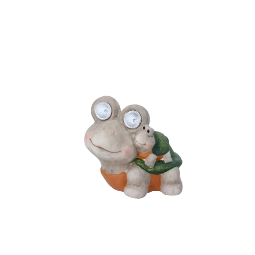 Figurină de grădină țestoasă cu ochi LED 15 × 12,5 × 14,5 cm