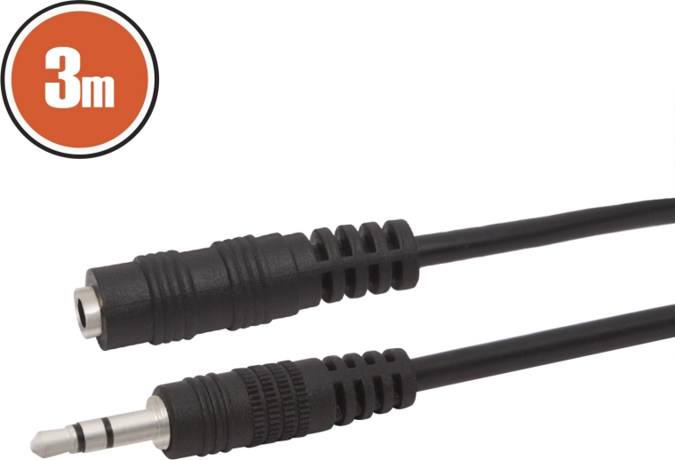 Cablu prelungitor audio Jack de 3,5 mm, 3 m, negru