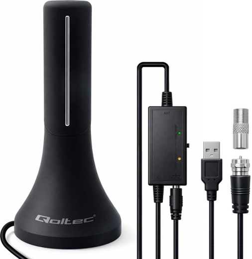 Antena DVB-T/T2 de interior cu amplificator, 4K, câștig ridicat 32 dBi, cablu 4 m