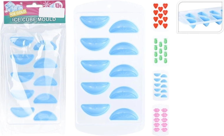 Formă din silicon pentru gheață – mix de forme inimă, buze, ananas și semilună 21,5 × 11 × 2 cm