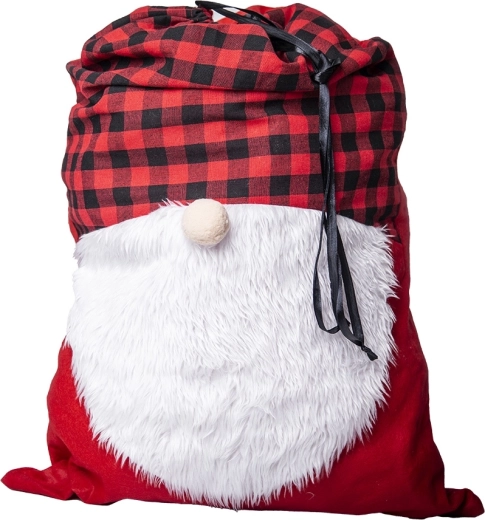Sac de Crăciun pentru cadouri din poliester 87 × 56 cm cu motiv de barbă Moș Crăciun