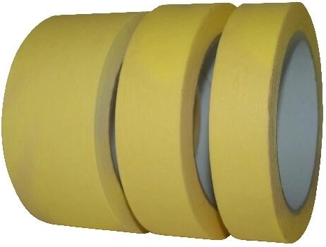 Bandă de mascare creponată pentru vopsit 30 mm × 50 m galbenă până la 60 °C