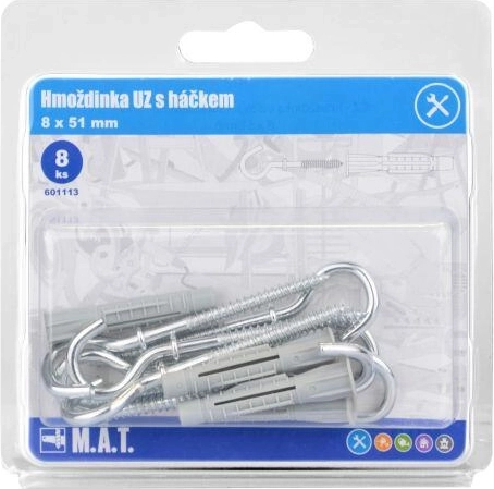 Diblă nodantă cu cârlig 8 × 51 mm, zinc alb (8 buc.)