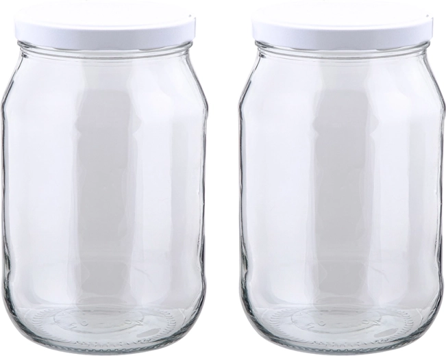 Set de 2 borcane din sticlă pentru conserve 1700 ml cu capac 100 mm