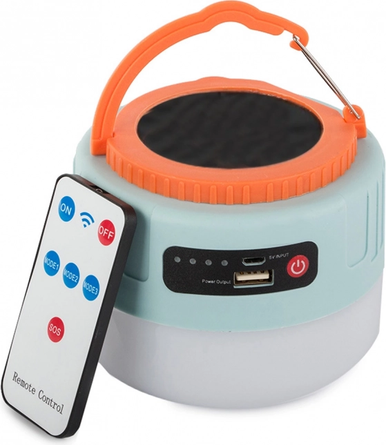 Lanter­nă LED de camping solară cu USB și telecomandă