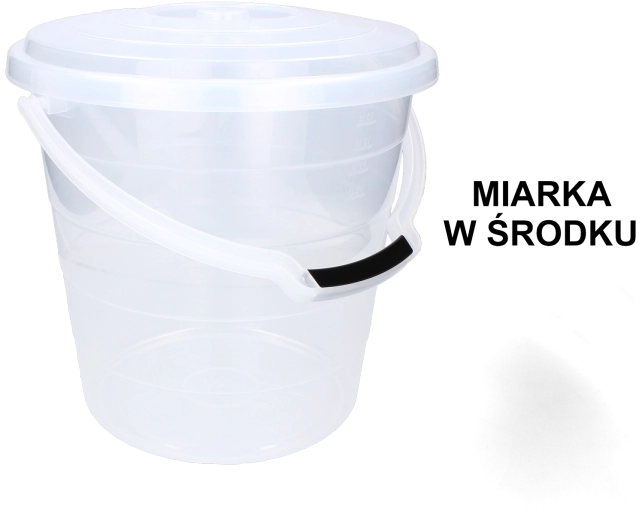 Găleată transparentă din plastic cu capac 15 l pentru alimente