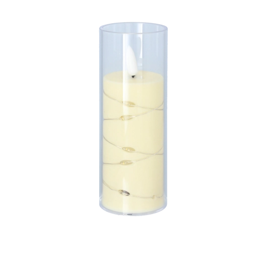 Lumânare LED lăptoasă 5,3 × 14,5 cm cu fir luminos și lumină albă caldă