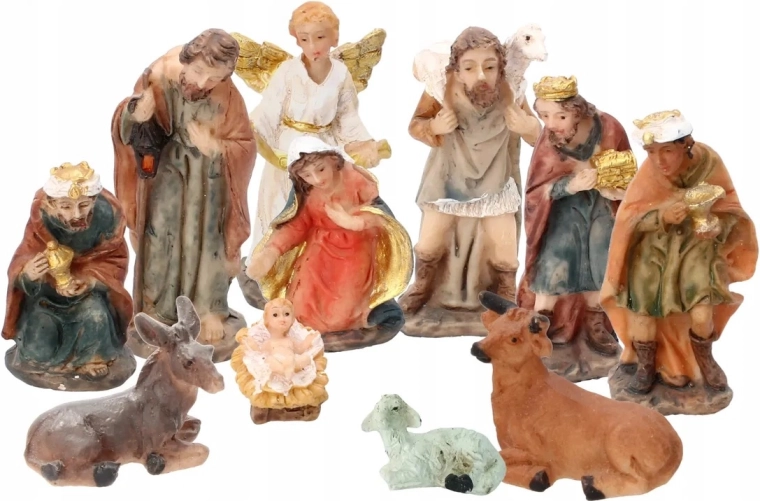 Set de figurine pentru iesle, 11 piese, 5,5 cm – polirășină pictată manual