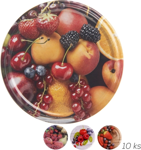 Capac metalic pentru conservare bio 82 cu motiv de fructe (10 buc.)