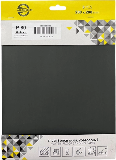 Hârtie abrazivă impermeabilă pentru apă, granulație 80, 230 × 280 mm (3 buc)
