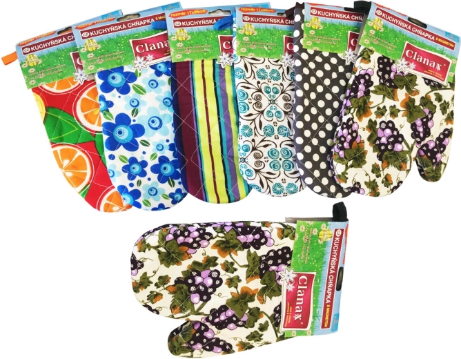 Mănușă de bucătărie cu magnet și agățătoare – mix de motive