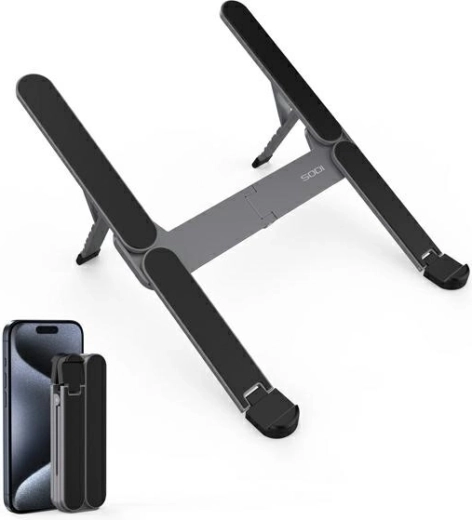 Suport compact pliabil pentru laptop, gri