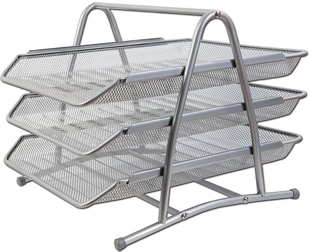 Cutie metalică cu trei sertare CONCORDE, argintie