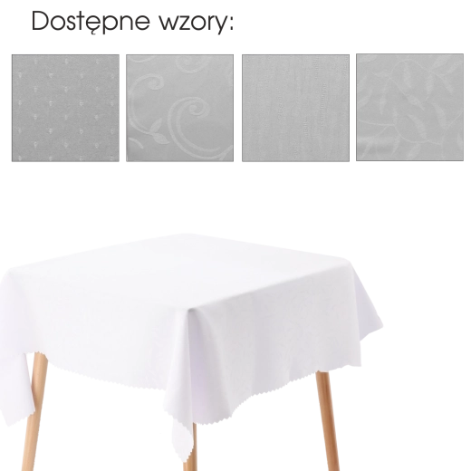 Față de masă albă din poliester 140 × 220 cm