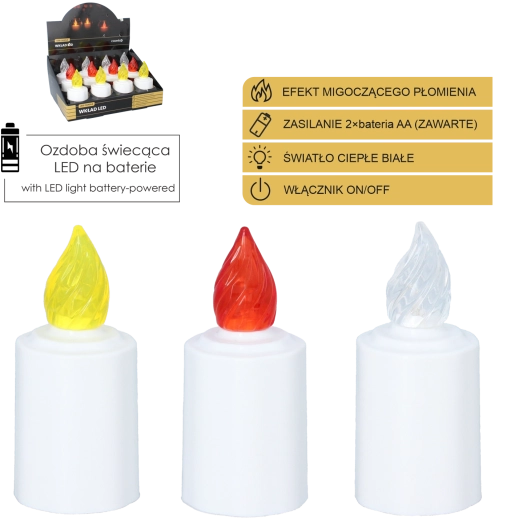 Lumânare LED pentru candelă cu flacără pâlpâitoare 10,5 cm – mix de culori