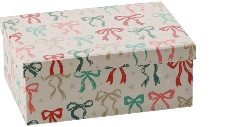 Cutie cadou de Crăciun cu fundă 23 × 16,5 × 9 cm - 1 bucată