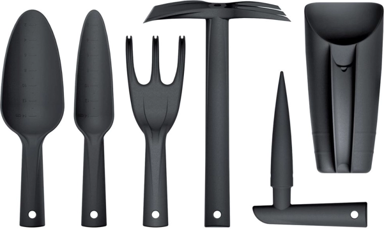 Set de unelte de grădinărit manual Respana – 6 piese, negru cu săculeț
