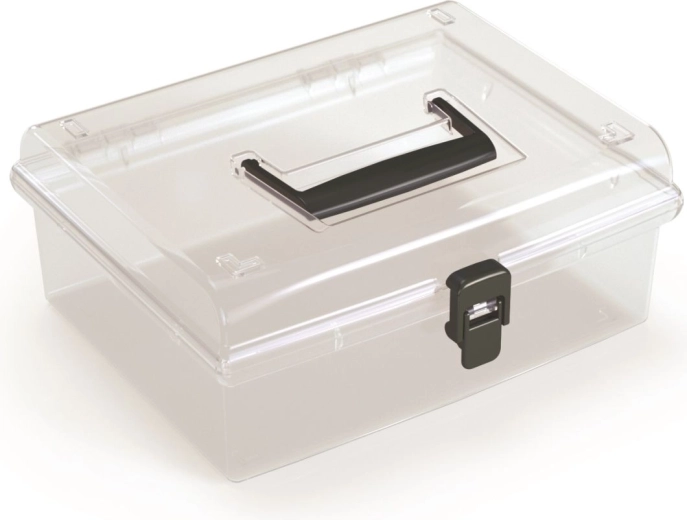 Organizator din plastic cu capac transparent NUF LOW, negru, 245 × 214 × 100 mm